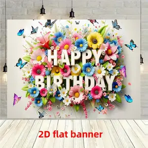 Fresh Flower Birthday Background Banner, Perfect for Birthdays & Anniversaries, Ideal Party Decor, Home & Garden Essentials