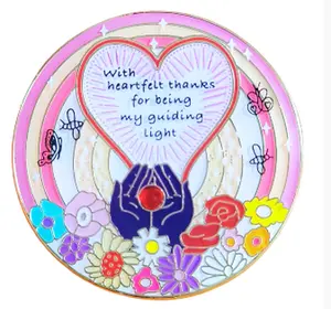 Sponsor "With Heartfelt Thanks For Being My Guiding Light" Hand-Drawn Inspirational 12-Step Medallion Recovery Specialty Coin Tri-Plate Recovery Medallion Gift Ornaments Rhinestone Decoration 3dpetergriffinmedallion