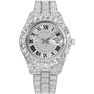 Mens Big Rocks with Roman Numerals Fully Iced Out Colorful Dial Watch