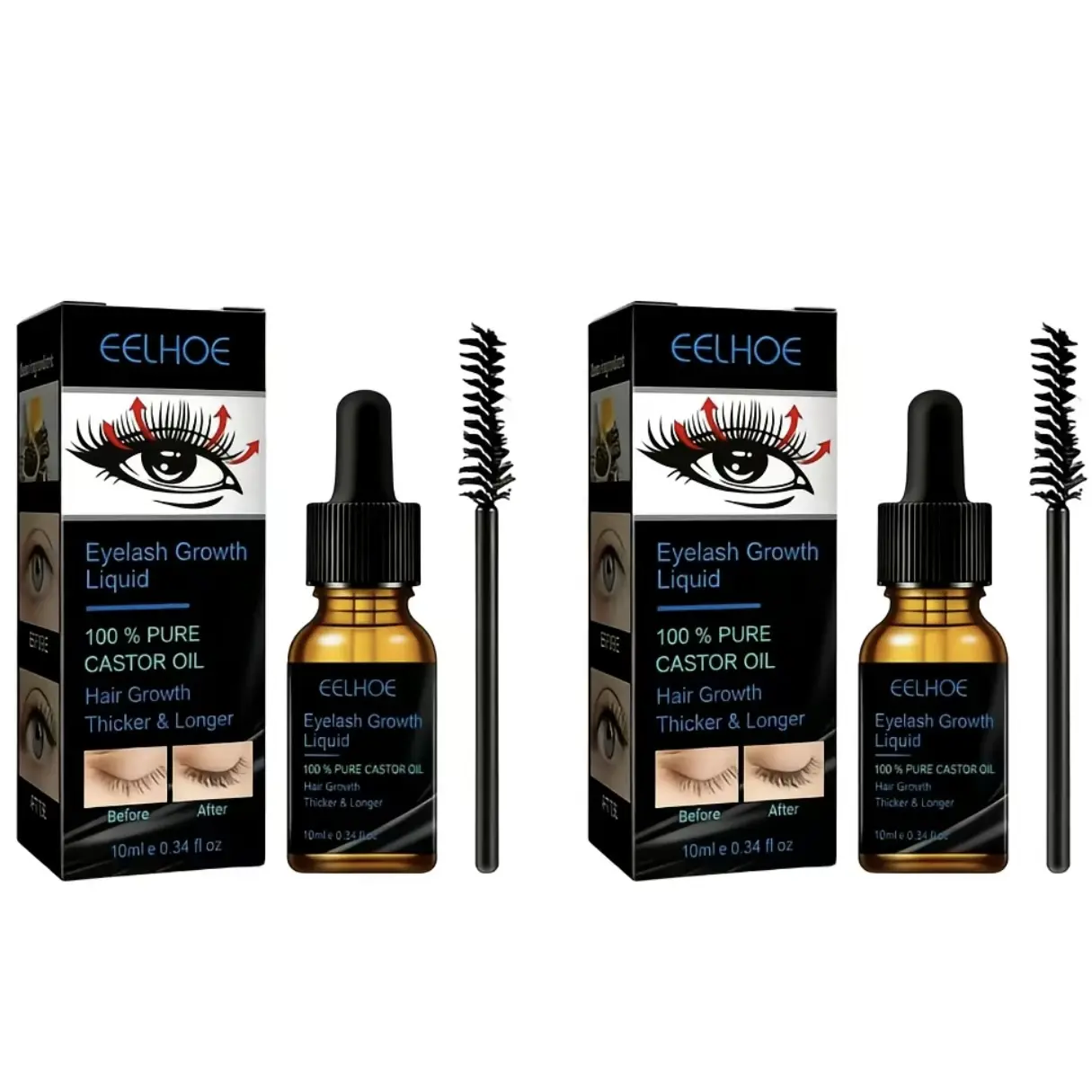7-Day Rapid Growth Eyelash Serum, 2-Pack 10ml Castor Oil Lotion with Precision Brush Head, Gentle Nourishing Formula for Eyelashes & Eyebrows, Daily Beauty Eye Care Treatment fuller-looking lash