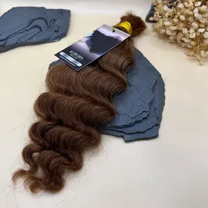 Aurora Deep Wave Human Braiding Hair Bulk For Boho Styles #30 Color Natural Look Extension Micro Twist