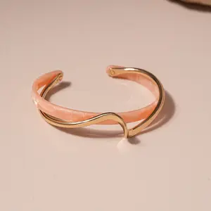 ANDKISS Geometric Double-Layer Open Bangle — Real Gold Plated. A minimalist, chic accessory with a unique, niche aesthetic. High-end fashion jewelry for women — an exquisite gift choice and a trendy, Instagram-style statement piece.