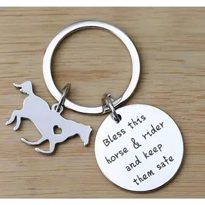 bless this horse & rider keychain