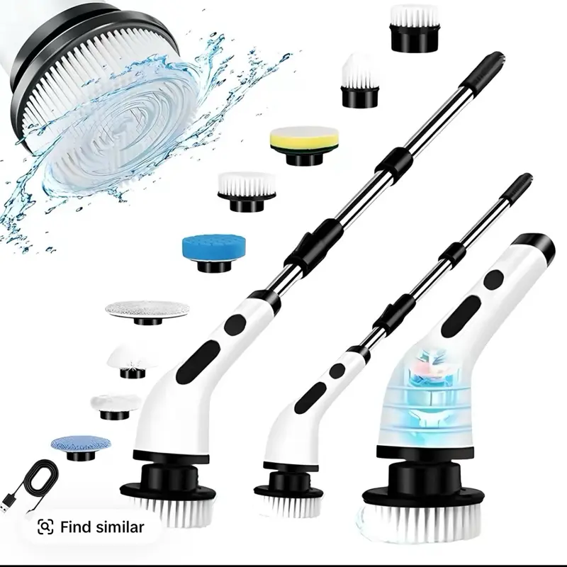 Cordless Electric Spin Scrubber with Extensions - Includes Multiple Brush Heads, IPX7 Waterproof