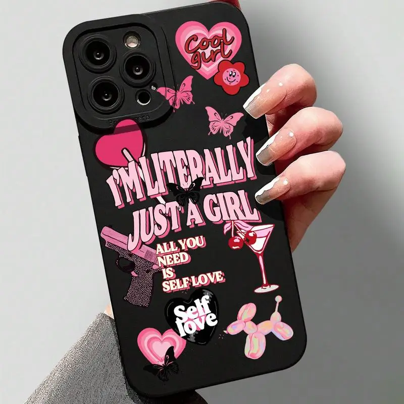 Cartoon Letter Pattern Phone Case, Anti-drop Cellphone Protective Case, Total Protective Shockproof Mobile Phone Cover for iPhone 11 12 13 14 15 16 Pr