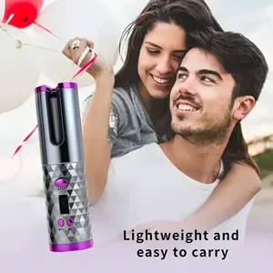 Rechargeable USB cordless hair curler with 6 heat settings and timer, fast heating, and auto shut-off. LED display shows battery and temperature for easy, safe styling. Create effortless, stylish curls anytime with this convenient automatic curling iron.