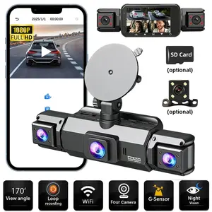FHD 1080P 3/4-Channel360° Car Dashcam, WIFI, IR Night Vision, Loop Recording, Car DVR Recorder, 3.0" IPS Screen, Rechargeable Battery 180mAh, 12-24V Car Plug, Optional(NoSD 32GB 64GB) Memory Card, Car Parts