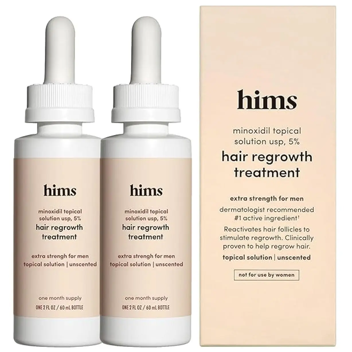 hims Topical Minoxidil Solution, 5% - Extra Strength Hair Growth Treatment for Men - Clinically Proven to Reduce Hair Loss in 3-6 Months - Unscented - 2 Pack, 2 Month Supply