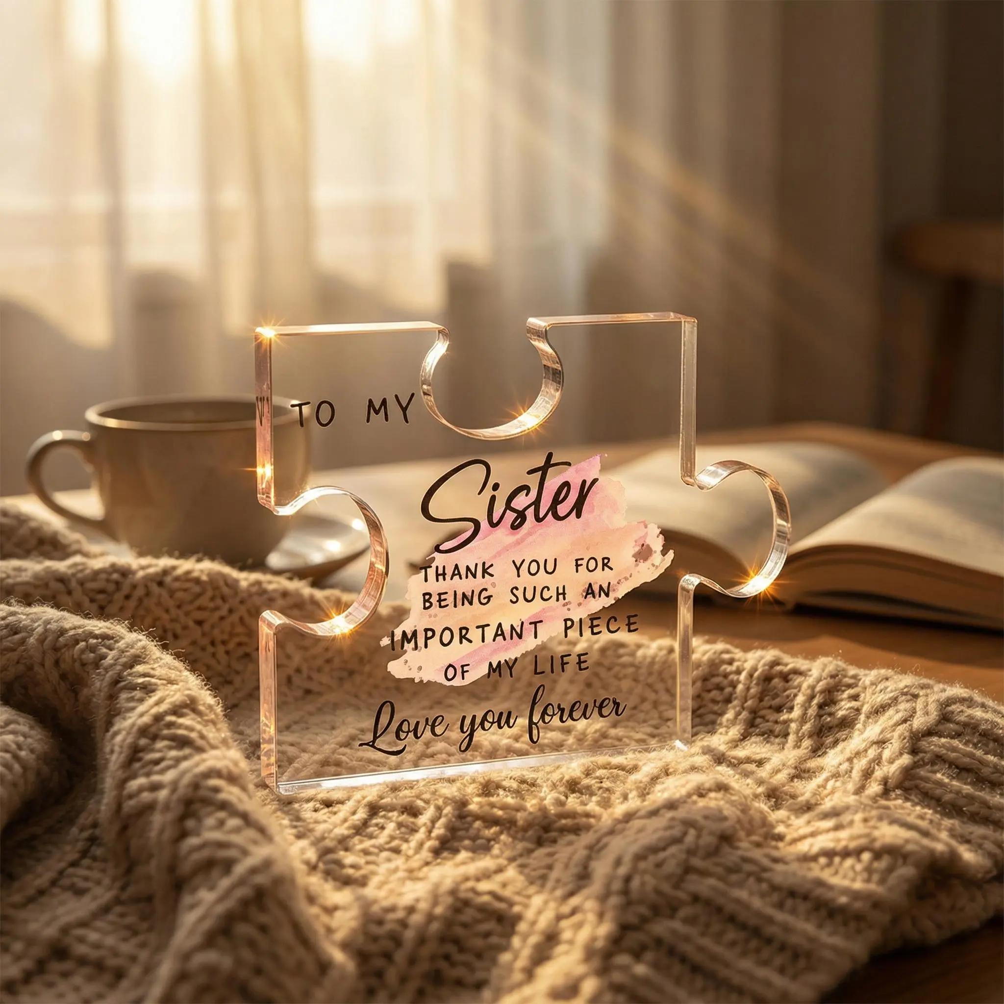 Sisters Acrylic Jigsaw Plaque 3.5×4in Custom Friendship Keepsake Assemblable 2D Puzzle Photography Prop Sentimental Gift for Sisters Best Friends Birthdays Weddings Thanksgiving Christmas