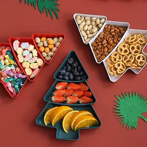 3pcs Christmas Tree Fruit Tray, Partitioned Snack Dish for Home, Ideal for Holidays, Parties, Storage & Decoration, Practical & Aesthetic