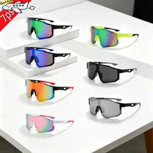 7 Pairs Outdoor Sports Cycling Windproof Sunglasses For Men And Women, European And American Style Colorful Large Frame Slim Fit Eyewear With Uv Protection For Fishing Travel And Summer Activities