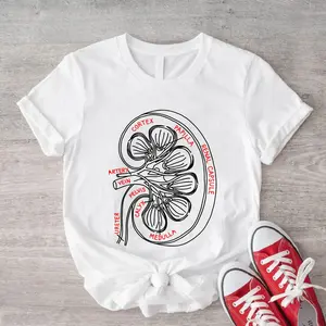 Kidney Anatomy Shirt, Unisex Kidney Illustration T-shirt, Nephrologists Gift Tee, Transplant Surgery Shirt, Kidney Warrior Gift Tee, Nursing Student Tee.