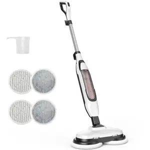 Dual-Head Steam Mop Steam Cleaner, Lightweight Electric Floor Cleaner With LED, 2 Spinning Mop Pads, for Hardwood, Tile, Laminate Floors, Includes 2 Cleaning Pads