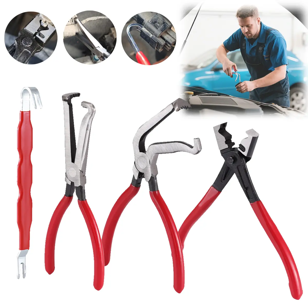 4Pcs Electrical Disconnect Pliers - 60° Automotive Electrical Connector Separator, Disconnect Repair technician Tools set , Pliers Tool Kit, Terminal Remover