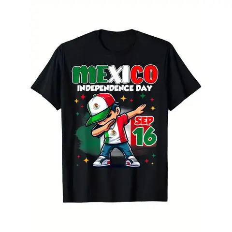 Summer t Shirts Mexico Independence Day September 16 Celebration Mens T-Shirt 100% Cotton Round Neck T-shirt