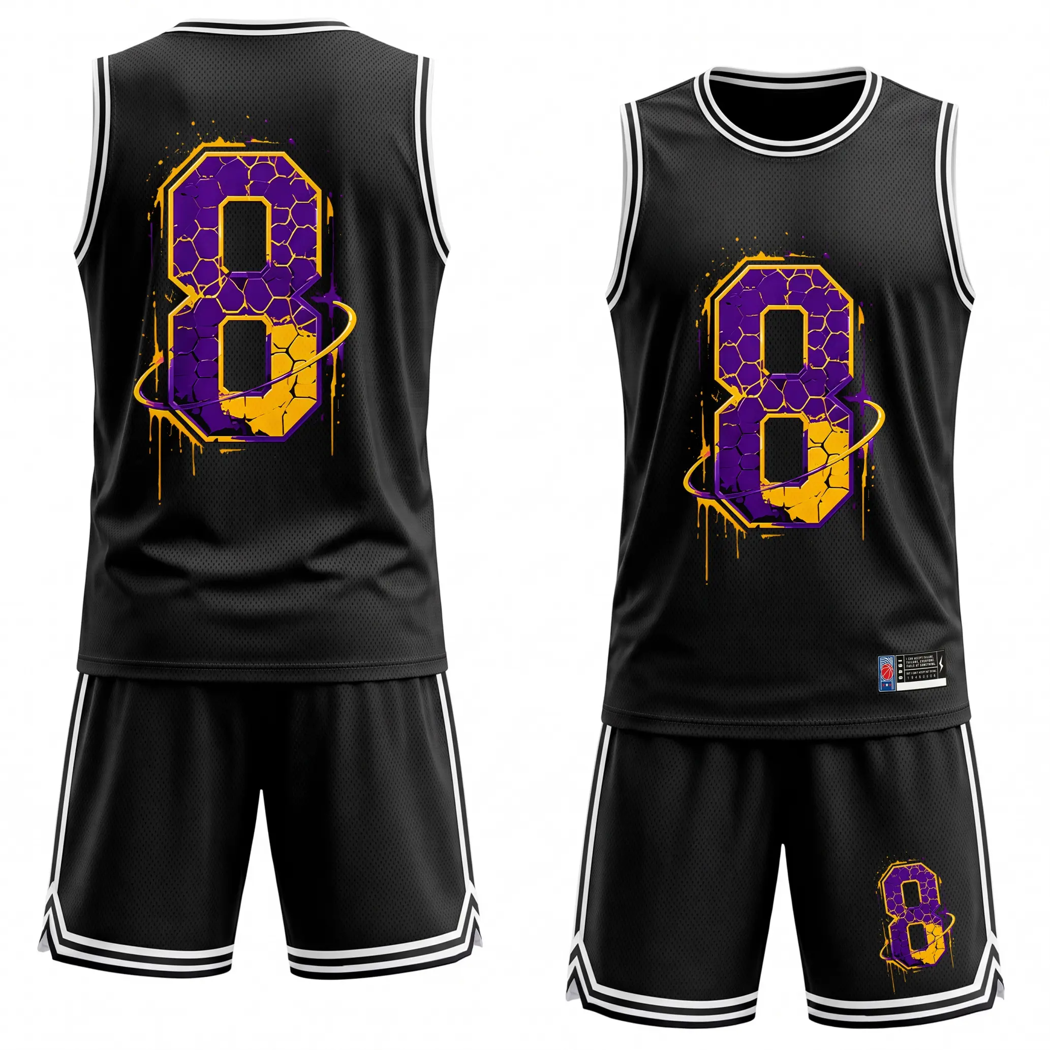 Men's #8 Athletic Set: Mesh Basketball Jersey & Shorts Two-Piece Combo — Lightweight, Breathable Sportswear