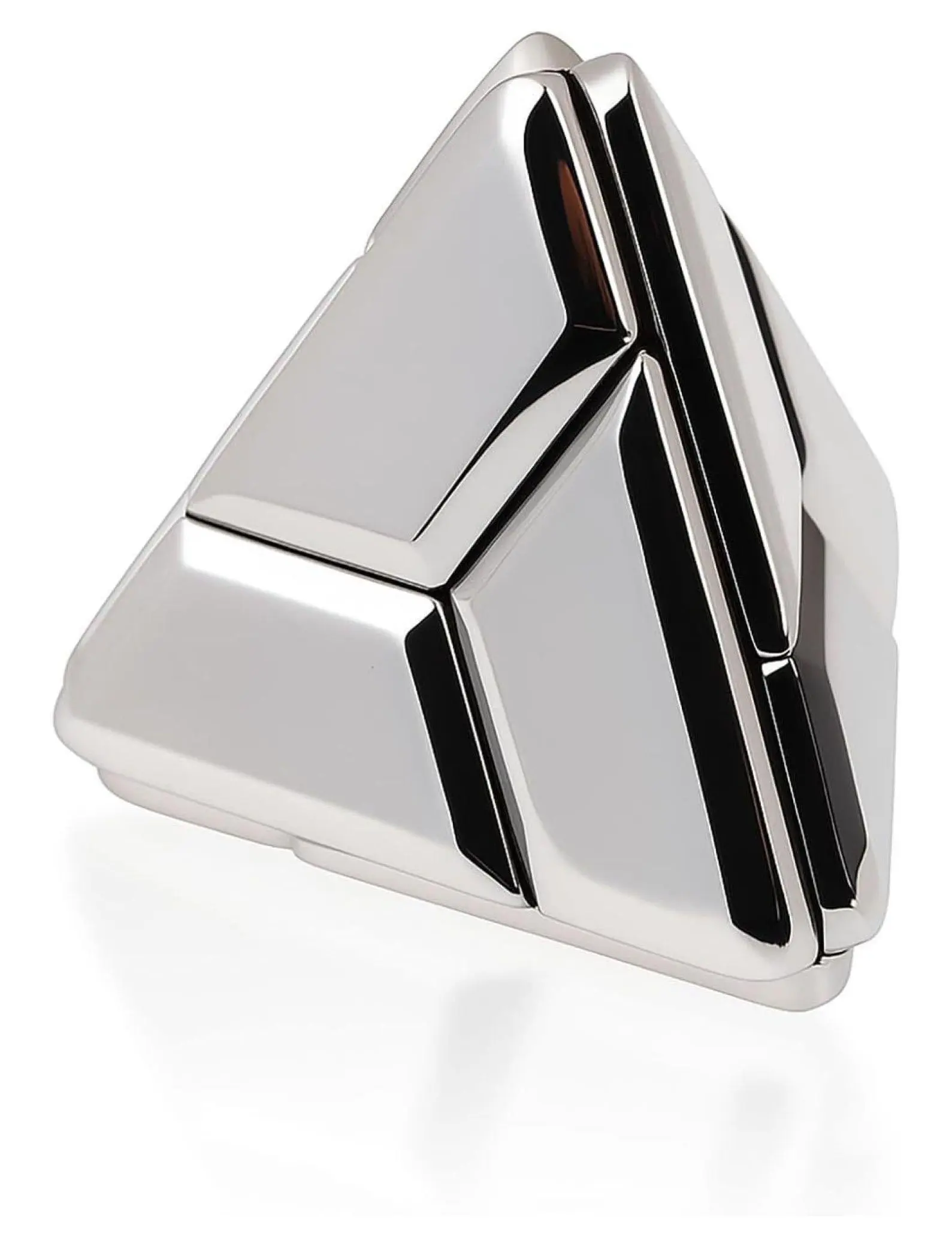 3D Metal Puzzle Brain Teaser Triangular Cube Puzzle Box - Fidget Toy for Adults, ADHD Stress Relief Cool Silver Gadget for Travel, Desk, Bookshelf, Commuting, 3D Puzzle