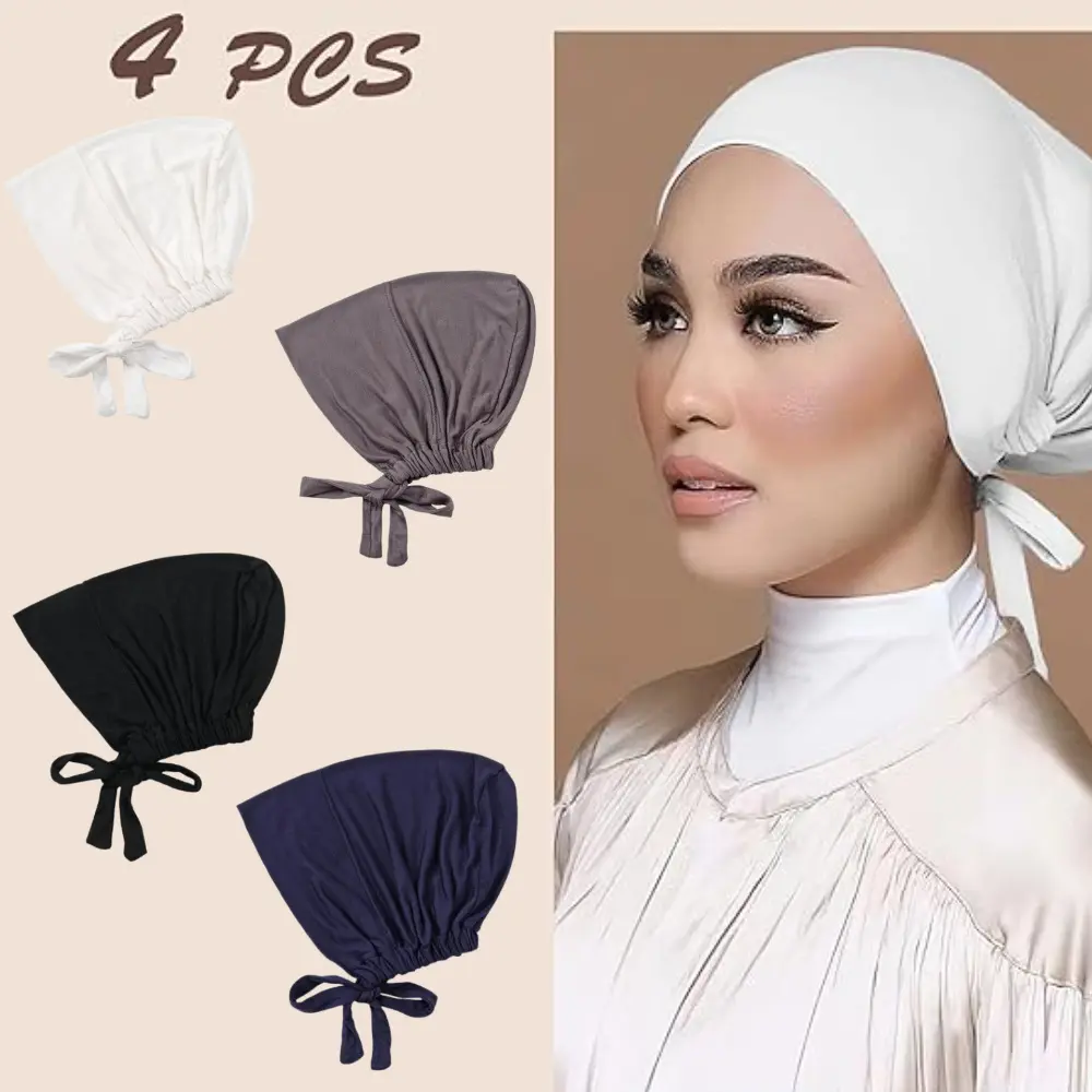 Women's Modal 4-Piece Scarves & Hats Set, 1 Size, Adjustable Tie Inner Back Straps Closure, Soft Material, Suitable for Home & Outdoor Wear, Sports & Outdoor Accessories, One Size