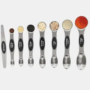 Magnetic Stainless Steel Measuring Spoons with Leveler – Stackable Tablespoons for Baking, Fits Spice Jars no brand