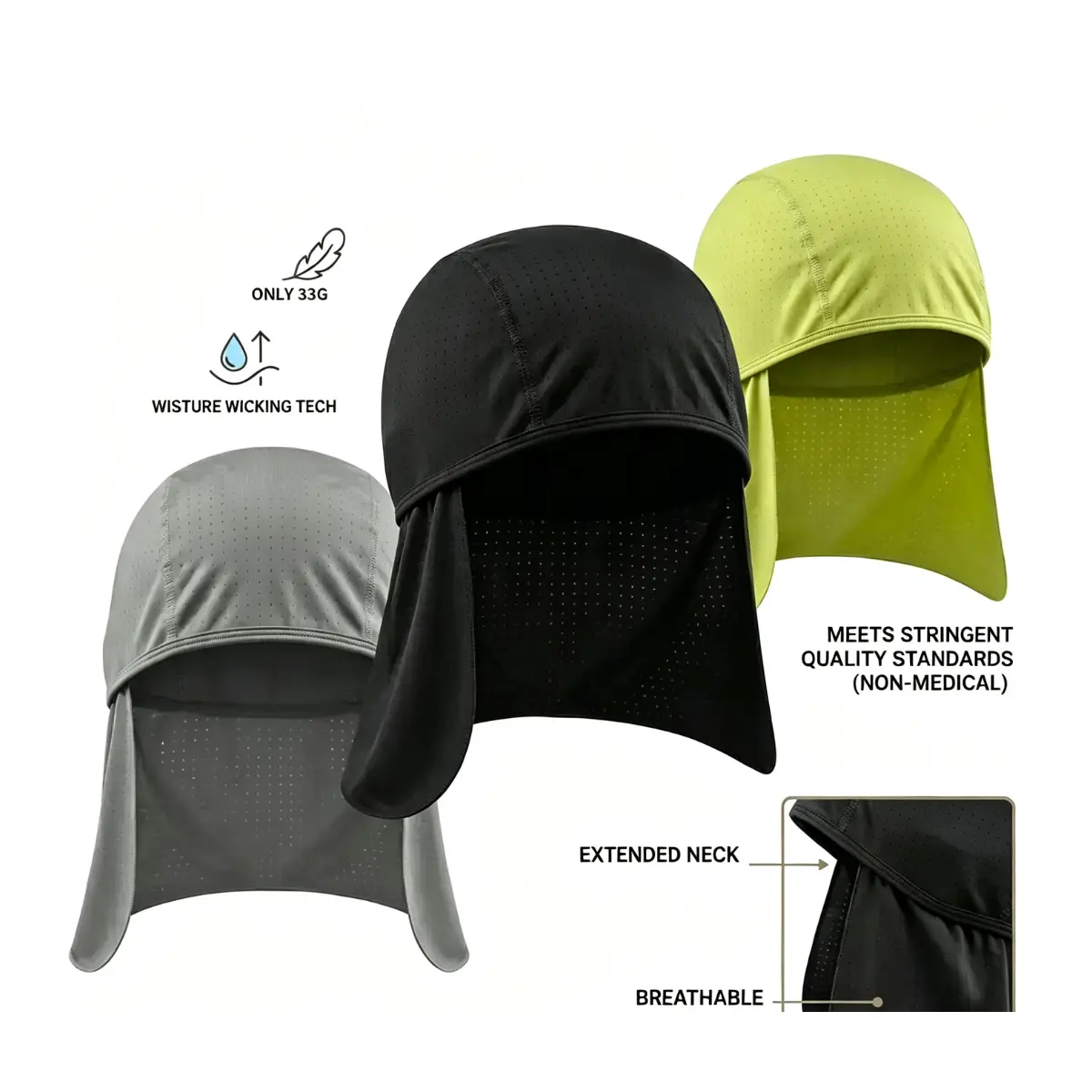 Unisex Cooling Breathable Skull Cap - Sun-Shade Neck Shield, Quick-Dry Outdoor Fashion Accessory Head Scarf