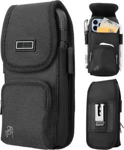 Phone Holster with  Cover, Belt Clip Pouch Fits  17 Pro Max, 16 Pro Max, 16 Plus and Other Pro Max/Plus Models with Case Installed, with Zipper Storage & Card Pocket
