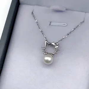 tHello Kitty pearl pendant S925 silver/fresh water pearl/ Anniversary Auspicious Birthday Daily/Small Pearl Pendant /Pearl Locket Pendant/Pearl Pendant for Everyday Wear/Pearl Pendant with Chain () Pearl Pendant for Everyday Wear/Pearl Pendant Gift
