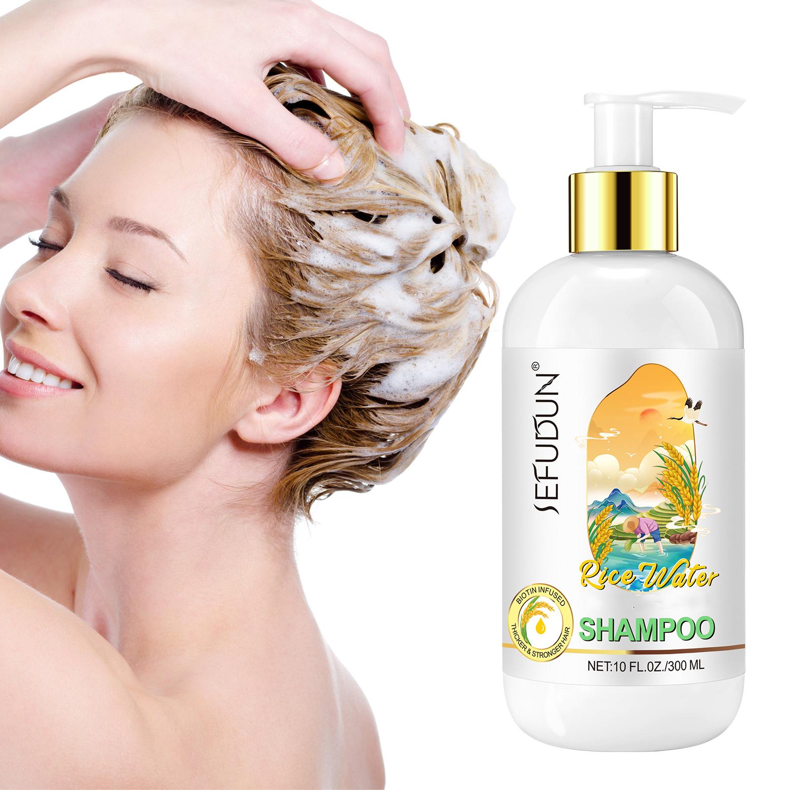 SEFUDUN Rice Water Hair Shampoo and Conditioner Set, 20 fl oz, for Thinning Hair with Rosemary, Biotin, Caffeine Haircare Comfort Cleansing Cleanser Natural