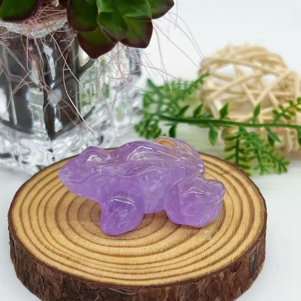2pc Amethyst turtle or frog natural crystal