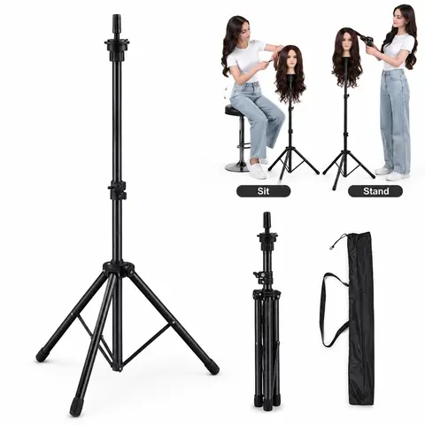 50-inch Salon-Grade Wig Head Tripod - Professional Angle Adjustable Wig Accessory for Salon Use, Rotating Head, Foldable Portable Design, Easy Installation for Styling & Storage