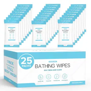 Wipes for Adults Bathing - Pack of 25 Shower Wipes For Adults Rinse Free, 200 Count Disposable No Rinse Disposable Washcloths, Waterless  Wash for