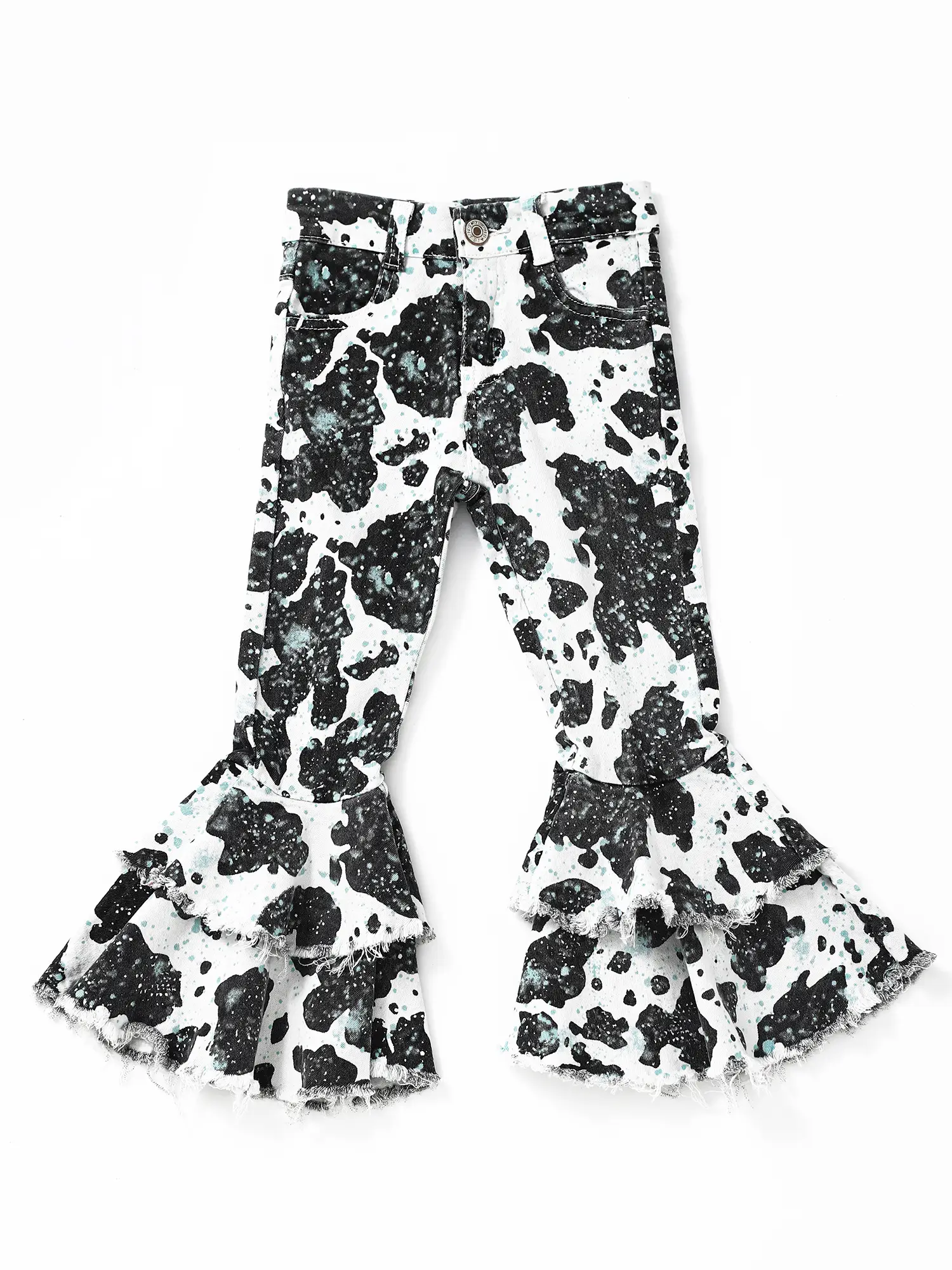 black leopard Print Bell bottoms Girls Jeans