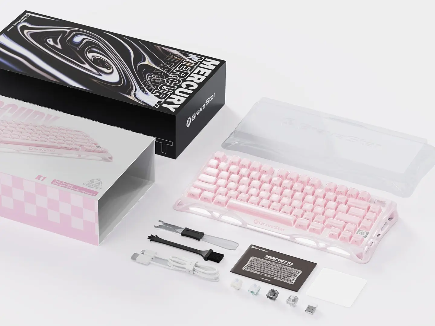 GravaStar Mercury K1 - Sakura Pink 75% Pink Wireless Creamy
