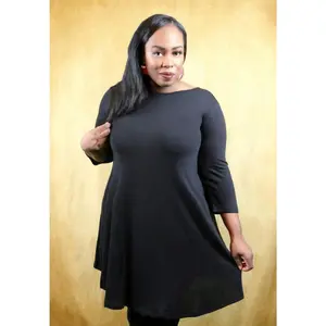 Naomi Black 3/4 Sleeve A-Line Dress