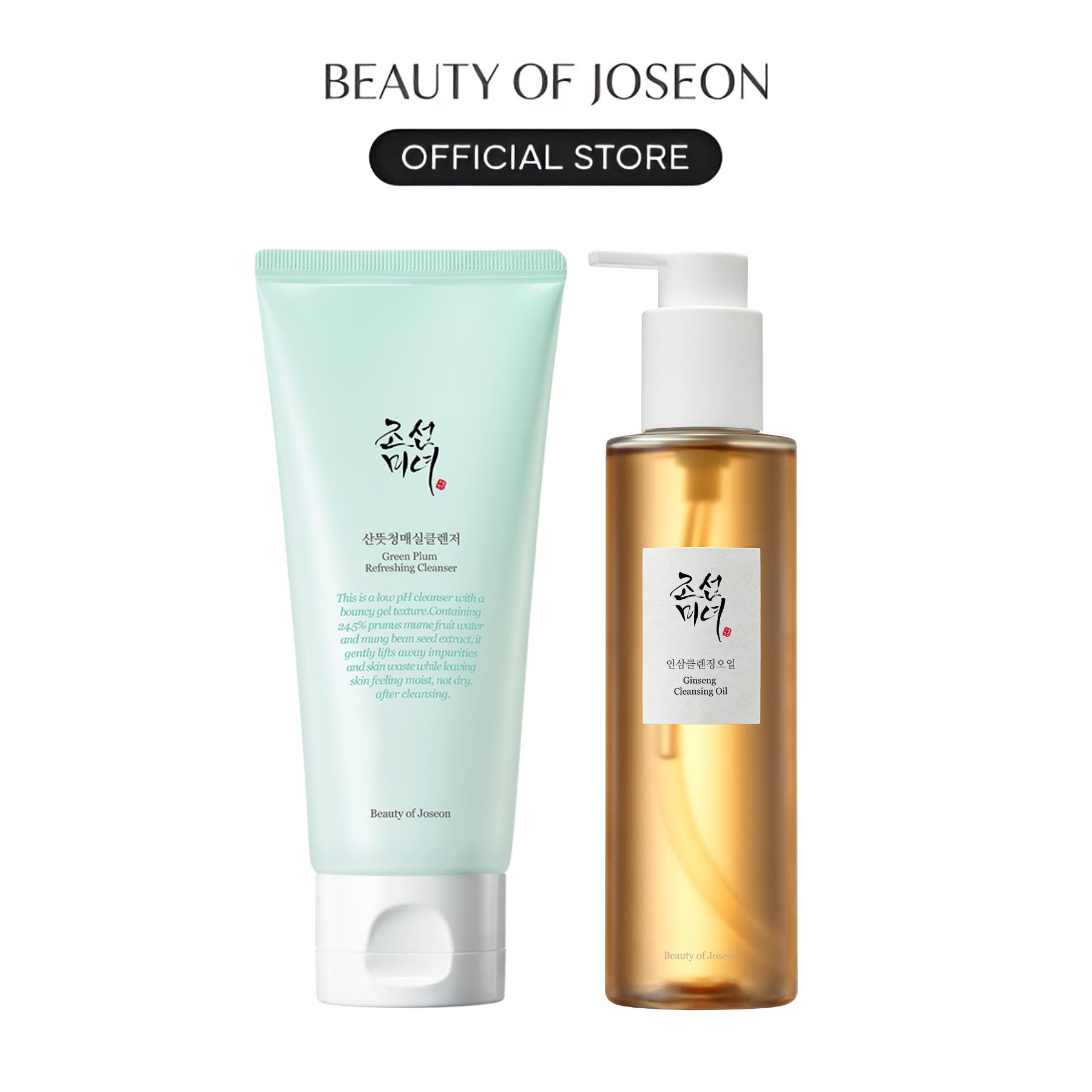 [Beauty of Joseon Official] Deep Double Cleansing Duo (Ginseng Cleansing Oil + Green Plum Refreshing Cleanser) | Remove Makeup, Blackheads, Deep Clean Pores, Nourish, Anti aging Facial Cleanser, Moisturize, Exfoliate, Korean Herbal Ingredients