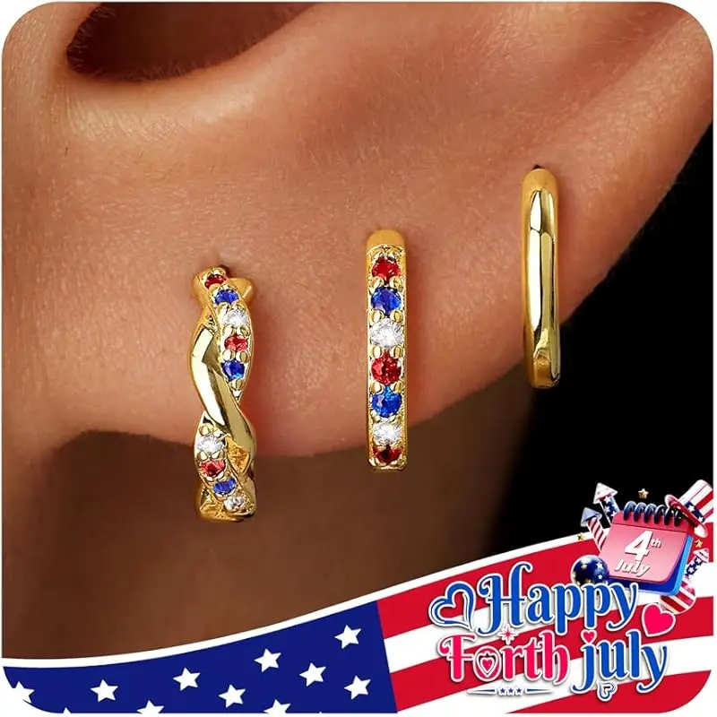 Gold-4th of July Twisted Hoop