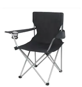 Basic Quad Folding Camp Chair with Cup Holder, Black