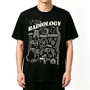 Radiology Nurse T-Shirt, Black Print White Tee, Radiate Positivity X-Ray Tech Shirt, Funny Healthcare Worker Gift, Unisex Casual Crew Neck Top, Perfect For Rad Tech, Medical Student, Nurse Appreciation, Trendy TikTok Viral Outfit