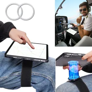 NiHome Adjustable Magnetic Lap Mount for Tablets & Phones, Pilot Magnetic Kneeboard for iPad, Secure Anti-Slip Elastic Strap for Flights, Wheelchairs, Hands-Free Solution with Quick Device Switching