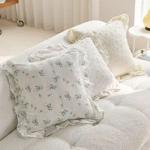 1pc Versatile Country Style Pillow Cover, Fresh Floral Design, Soft Square Cushion Case, Decorative Pillow for Sofa Bedroom, No Core Included, Home Textile, Bedroom Decorative Accessories