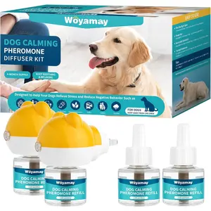 Dog Calming Diffuser - Dog Pheromones Calming Diffuser for Dog Anxiety Relief 6-in-1 Dog Pheromone Diffuser Kit with 2 Diffuser + 4 Refill 48ml Vial - 120 Days Pheromone Diffuser to Calm Dogs