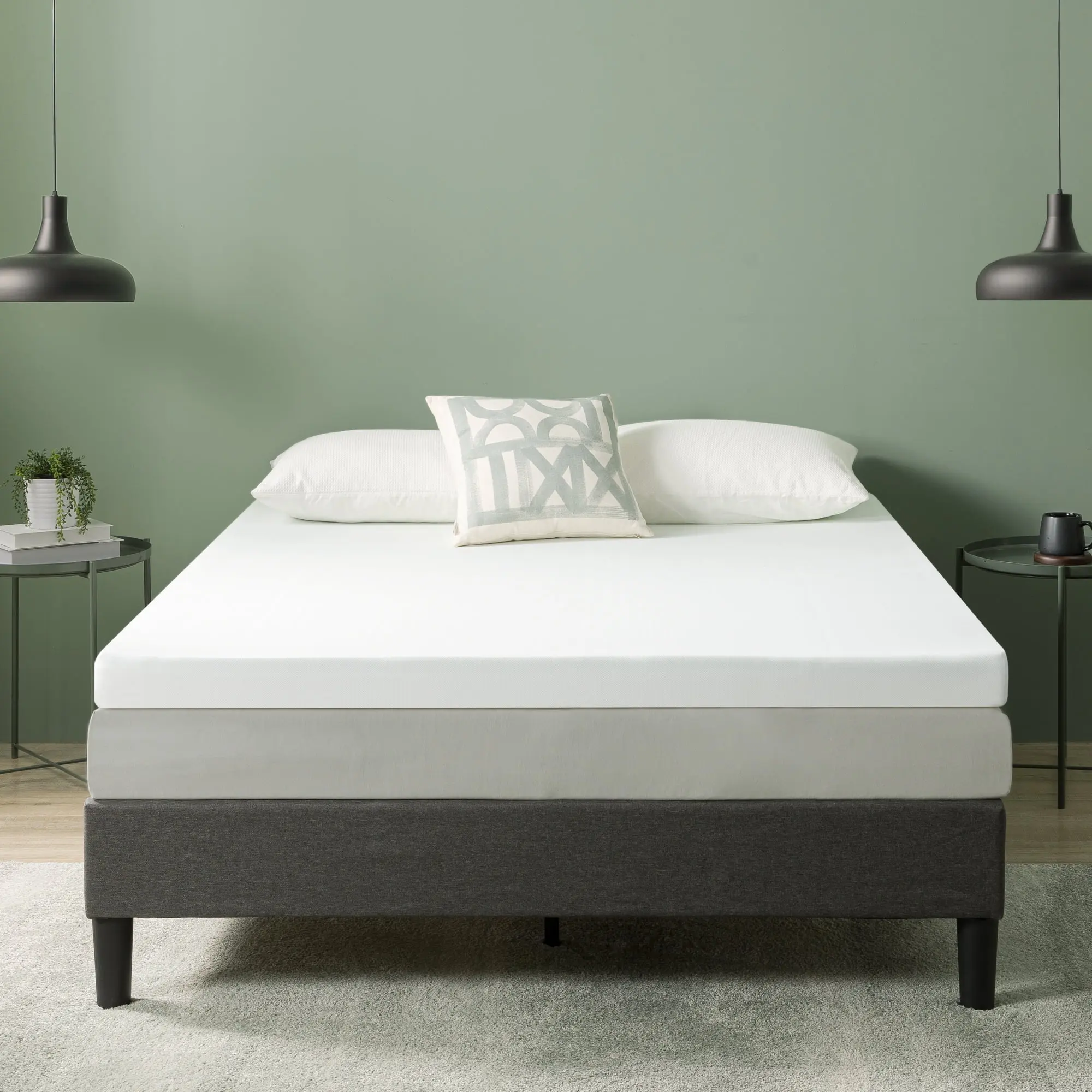 Zinus Spa Sensations 3” Green Tea and Charcoal Memory Foam Topper