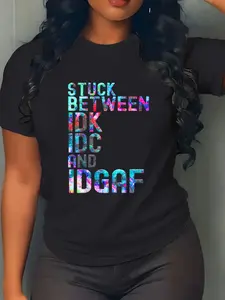 100% cotton Stuck Between IDK IDC and IDGAF Sport shirt for men, women T-Shirt casual Fashion graphic tees for women
