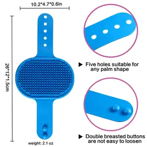Dog Bath Brush,   Pet Bath Comb Brush Soothing Massage Rubber Comb 2pcs with Adjustable Ring Handle for Long Short Haired Dogs and Cats (blue+rose)