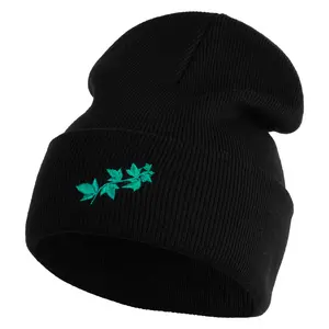 Ivy Vine Embroidered 12 Inch Long Knitted Beanie