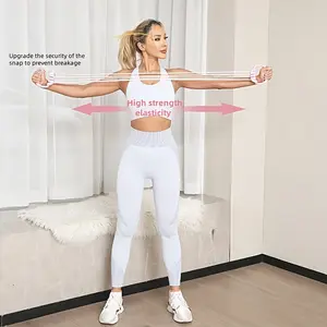 Figure 8 Foot Pedal Resistance Band Set - 8 Tubes Adjustable Elastic for Home Workouts Yoga Back Training & Chest Expanding Fitness Gear back training