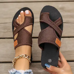 Women's Casual Sport Style Sandals, Mesh Breathable Skin-Friendly Comfortable Flat-Bottom Slippers, Women Shoes Summer Footwear