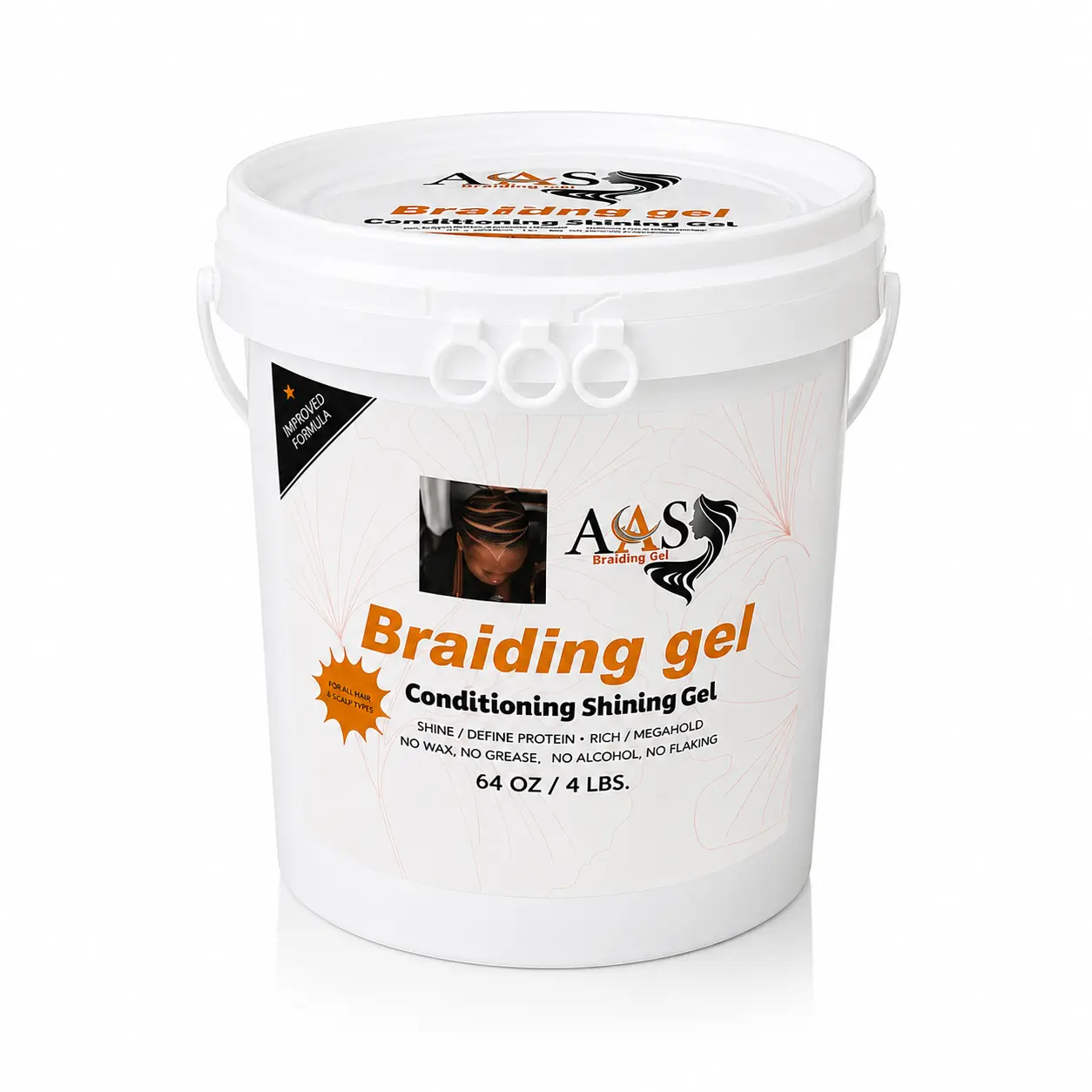 AAS Braiding Conditioning Shining Gel - Extreme Hold, Long-Lasting, 64oz Haircare Styling Product (Available in Multiple Sizes), Hair Styling Product
