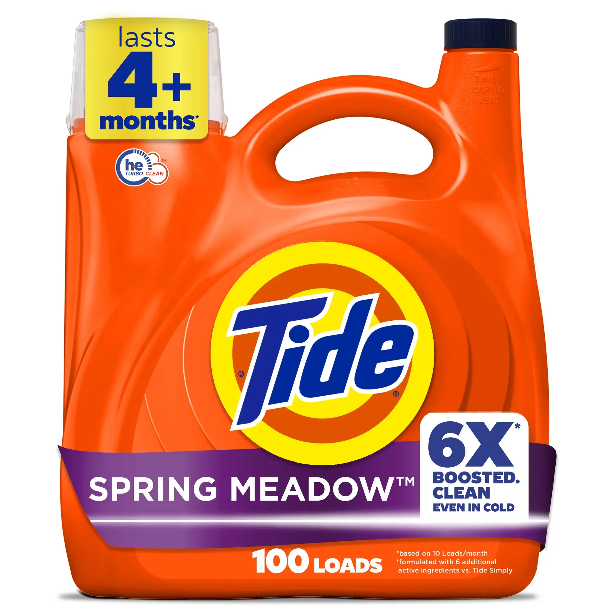 Liquid Laundry Detergent, 6X Boosted Cleaning Power, Spring Meadow, 100 Loads