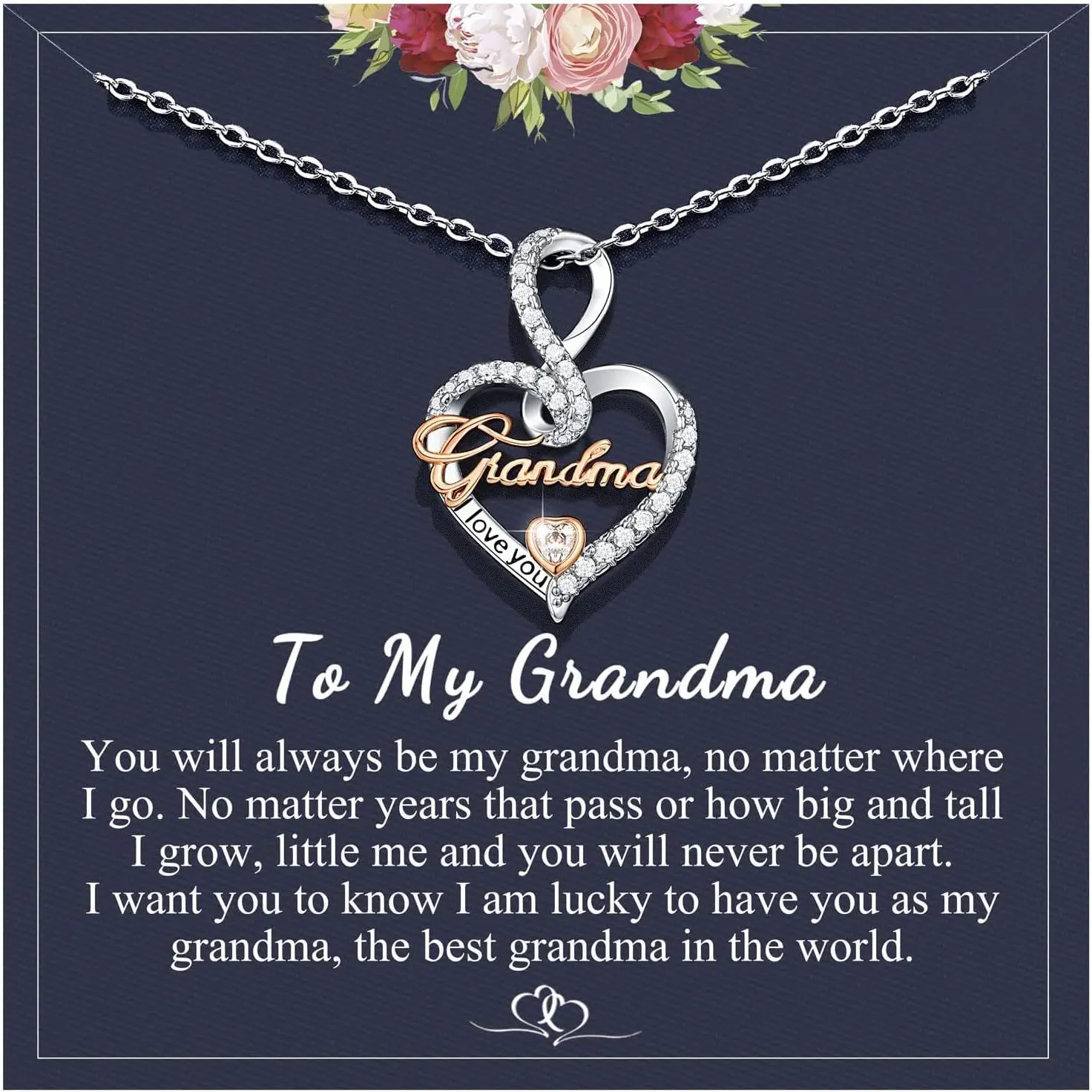 Gifts for Mom/Grandma/Nana/Aunt, Infinity Love Heart Necklace for Women, Christmas Birthday Gifts