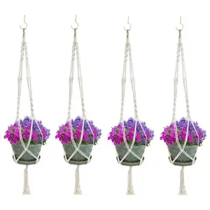 Sorbus Macrame Plant Hanger 4-Pack, Durable & Stylish Design, Perfect for Indoor Plants, Easy Installation, Ideal Gift Option